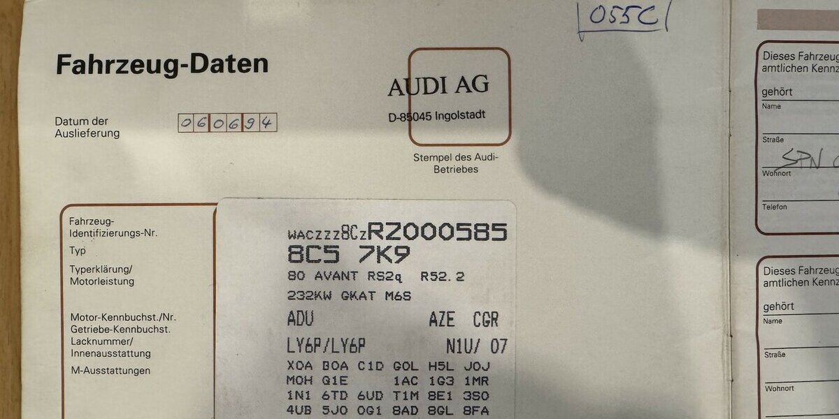 Audi RS2 Avant Ragusa org.Brief+Scheckheftgepflegt 288.500 km 62.500 &euro; Dreieich 63303